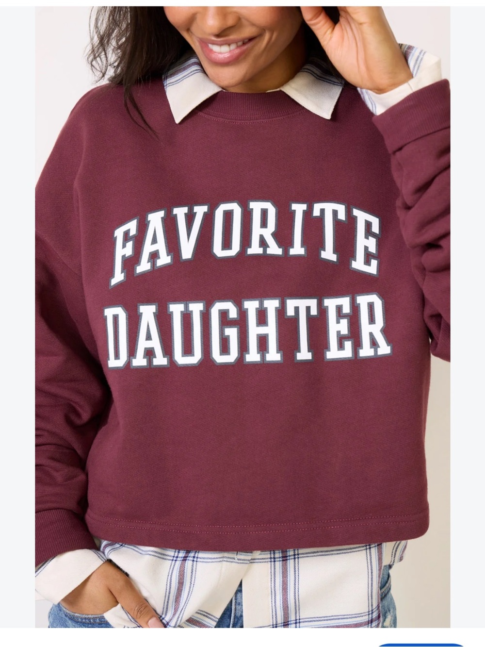 NWT Cropped Collegiate Sweatshirt
Favorite Daughter Burgundywhite